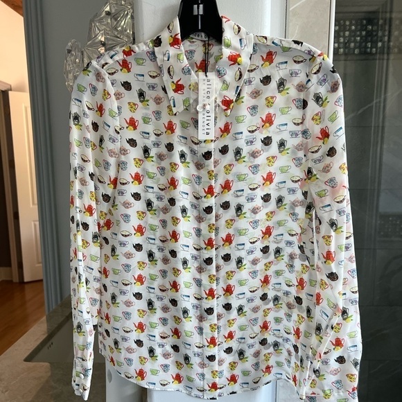 Alice + Olivia Tea Party WILLA PLACKET TOP - Picture 4 of 8